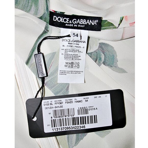 DOLCE & GABBANA Rose Print Stretch-Silk-Blend-Charmeuse Top US XXL = IT 54 $1545 - Picture 14 of 16